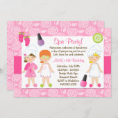 Invitation de fête d'anniversaire de spa d'enfants (Devant / Derrière)