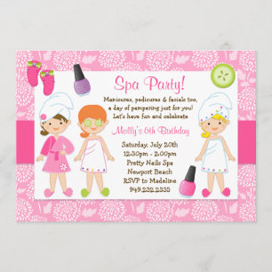 Invitation de fête d'anniversaire de spa d'enfants
