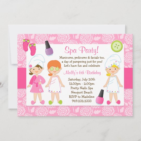 Invitation De Fete D Anniversaire De Spa D Enfants Zazzle Be