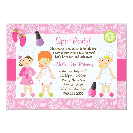 Invitation De Fete D Anniversaire De Spa D Enfants Zazzle Be