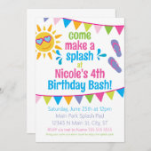 Invitation de fête d'anniversaire de Splash Pad (Devant / Derrière)