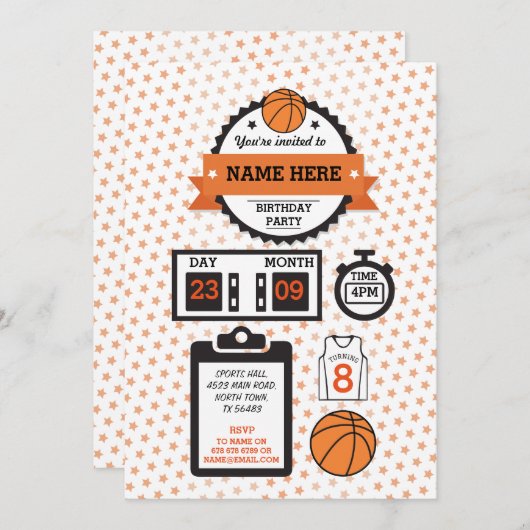 Invitation de fête d'anniversaire de sport de (Devant / Derrière)
