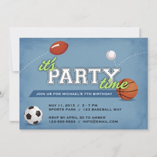 Invitation de fête d'anniversaire de sports (Devant)