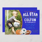 Invitation de fête d'anniversaire de sports de (Devant / Derrière)