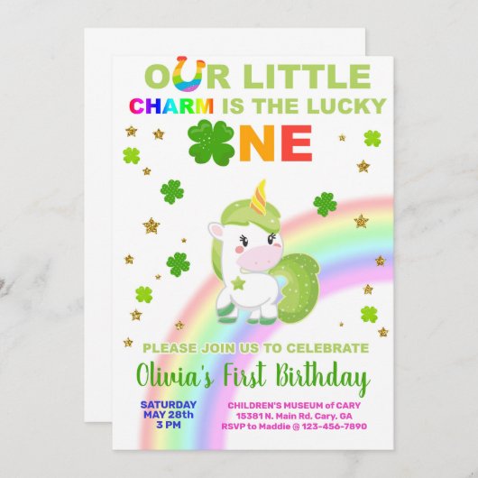 Invitation de fête d'anniversaire de St. Patrick. (Devant / Derrière)