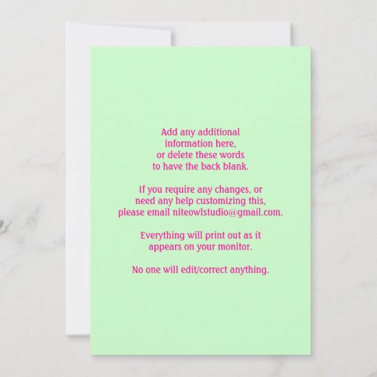 Invitation de fête d'anniversaire de style de (Dos)