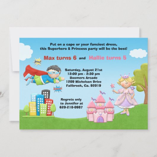 Invitation de fête d'anniversaire de super héros (Devant)