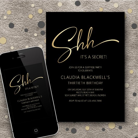 Invitation de fête d'anniversaire de surprise mini