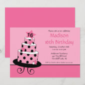 Invitation de fête d'anniversaire de sweet sixteen (Devant / Derrière)