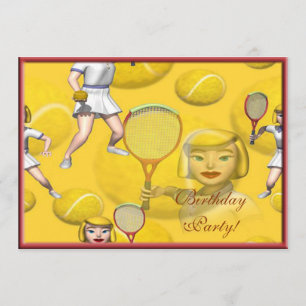 Invitation de fête d'anniversaire de tennis