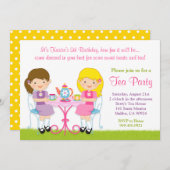 Invitation de fête d'anniversaire de thé de filles (Devant / Derrière)