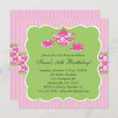 Invitation de fête d'anniversaire de théière (Devant / Derrière)