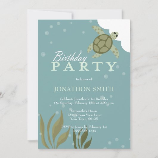 Invitation de fête d'anniversaire de thème d'océan (Devant)