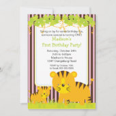 Invitation de fête d'anniversaire de tigre de bébé (Devant)