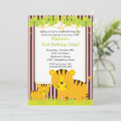 Invitation de fête d'anniversaire de tigre de bébé (Debout devant)
