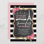 Invitation de fête d'anniversaire de Tour Eiffel (Devant / Derrière)