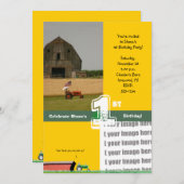 Invitation de fête d'anniversaire de tracteur :  (Devant / Derrière)