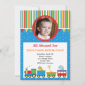 Invitation de fête d'anniversaire de train (Devant)