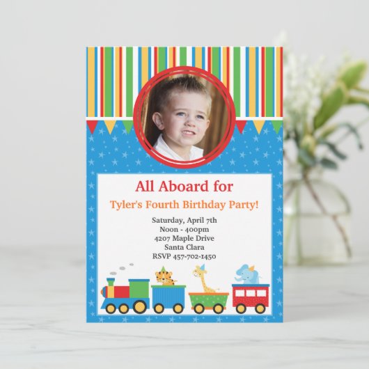 Invitation de fête d'anniversaire de train (Debout devant)