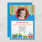 Invitation de fête d'anniversaire de train (Devant / Derrière)