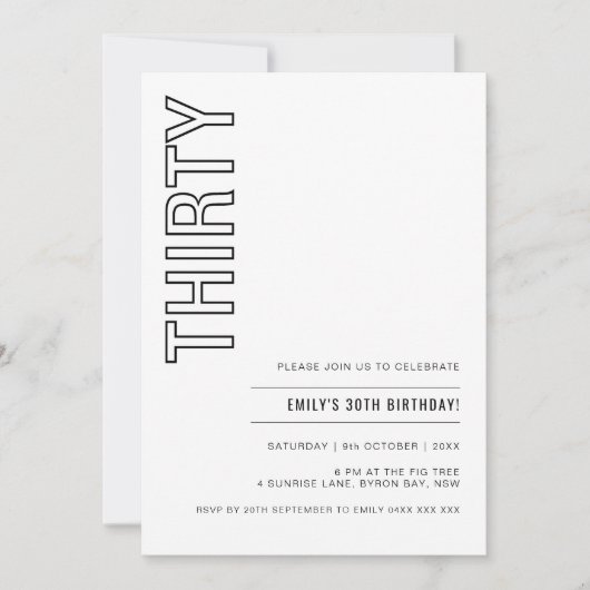 Invitation de fête d'anniversaire de trente-et-un  (Devant)