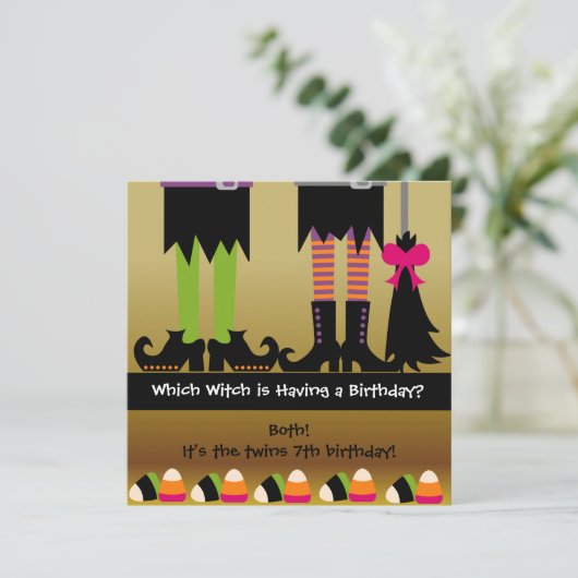 Invitation de fête d'anniversaire de Twins Witween (Debout devant)