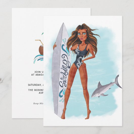 Invitation de fête d'anniversaire de vacances de p (Devant / Derrière)
