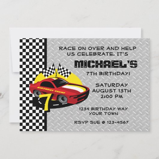 Invitation de fête d'anniversaire de voiture de (Devant)