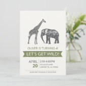 Invitation de fête d'anniversaire de Wild Safari (Debout devant)