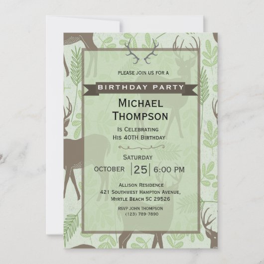 Invitation de fête d'anniversaire Deer Hunter (Devant)