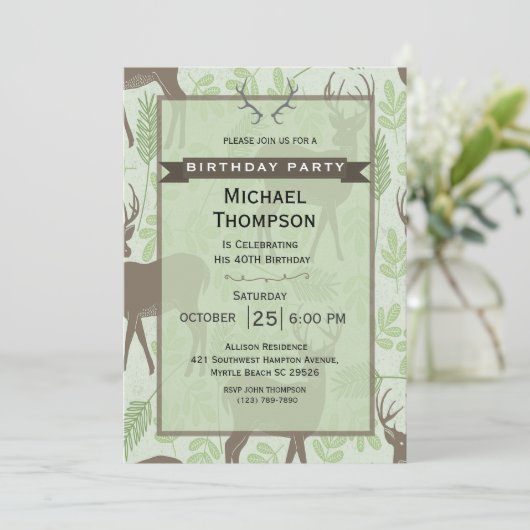 Invitation de fête d'anniversaire Deer Hunter (Debout devant)