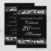 Invitation de fête d'anniversaire des 20 ans Black (Devant / Derrière)