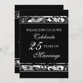 Invitation de fête d'anniversaire des 25 ans à mot (Devant / Derrière)