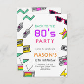 Invitation de fête d'anniversaire des années 80 Th (Devant / Derrière)