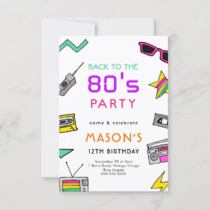 Invitation de fête d'anniversaire des années 80 Th
