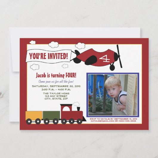 Invitation de fête d'anniversaire des Avions et de (Devant)