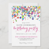 Invitation de fête d'anniversaire des confettis | (Devant)