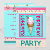 Invitation de fête d'anniversaire des enfants (Devant / Derrière)