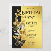 Invitation de fête d'anniversaire des papillons No (Devant)