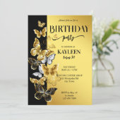 Invitation de fête d'anniversaire des papillons No (Debout devant)