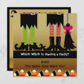 Invitation de fête d'anniversaire des sorcières (Devant / Derrière)