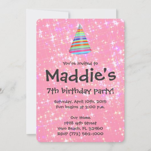 Invitation de fête d'anniversaire d'étincelle de (Devant)