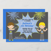 Invitation de fête d'anniversaire d'étiquette de (Devant / Derrière)