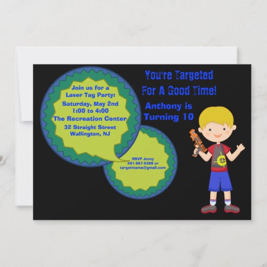 Invitation de fête d'anniversaire d'étiquette de (Devant)