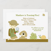 Invitation de fête d'anniversaire d'explorateur de (Devant / Derrière)