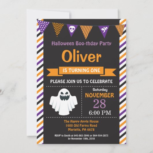 Invitation de fête d'anniversaire d'Halloween (Devant)