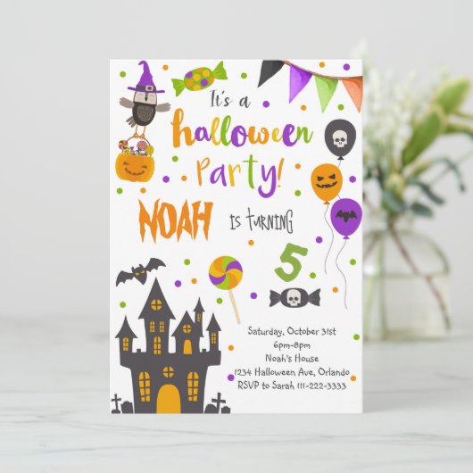 Invitation de fête d'anniversaire d'Halloween (Debout devant)