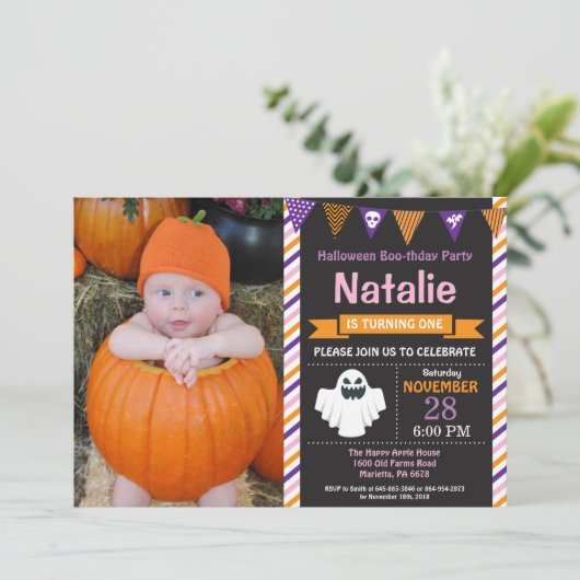 Invitation de fête d'anniversaire d'Halloween (Debout devant)