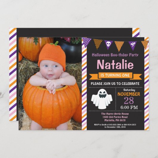 Invitation de fête d'anniversaire d'Halloween (Devant / Derrière)