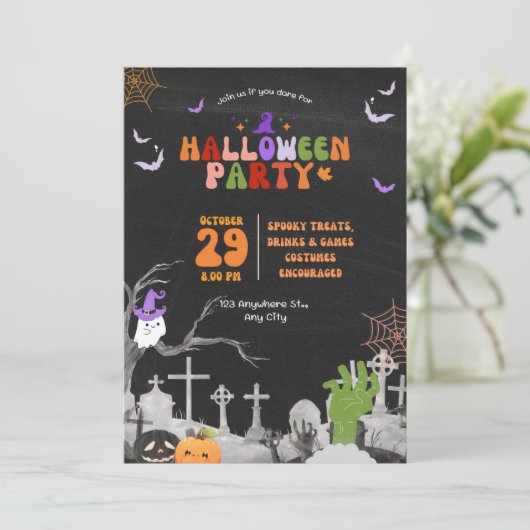 Invitation de fête d'anniversaire d'Halloween (Debout devant)